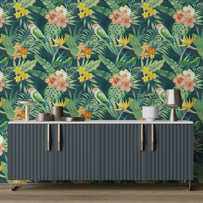 GP5070 Costa Tropical Premium Peel and Stick Wallpaper Panel 6 Ft High x 26 Wide in Green