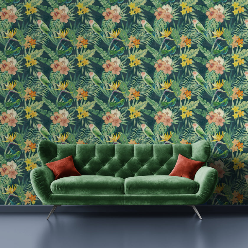 GP5070 Costa Tropical Premium Peel and Stick Wallpaper Panel 6 Ft High x 26 Wide in Green
