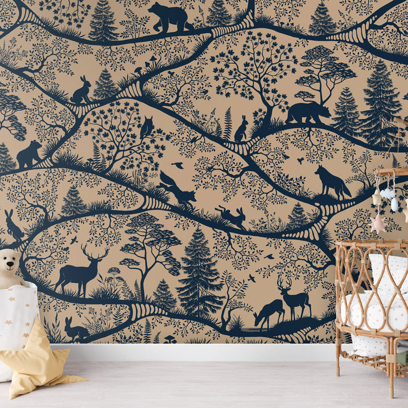 GDSE3650 Nordic Nature Mural Wallpaper Mural Premium Peel and Stick Material 26in Wide x 9 ft. Beige Blue
