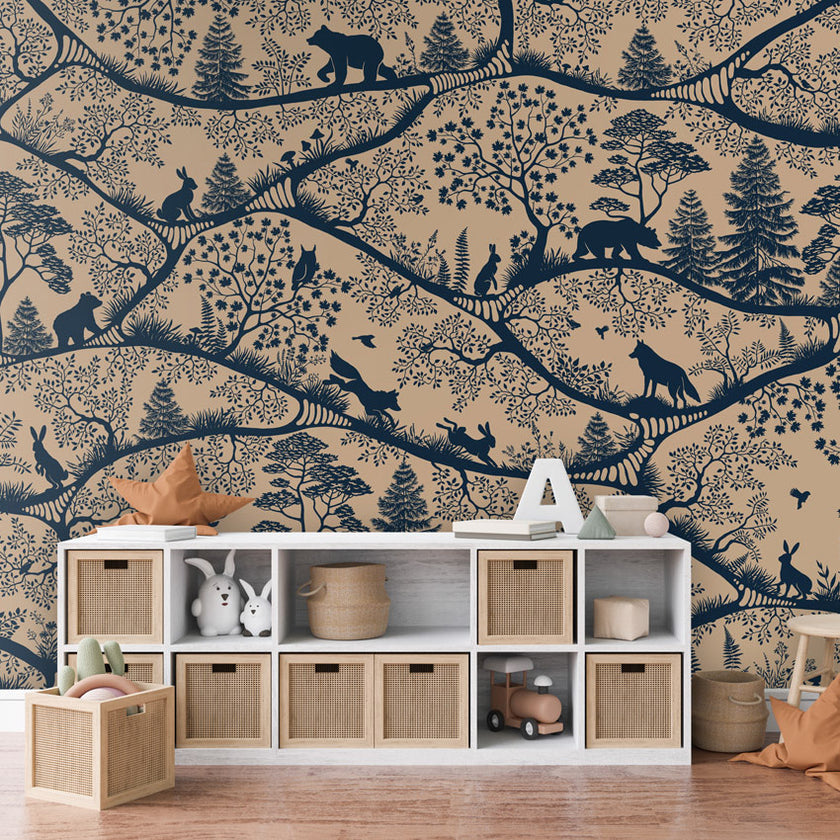 GDSE3650 Nordic Nature Mural Wallpaper Mural Premium Peel and Stick Material 26in Wide x 9 ft. Beige Blue