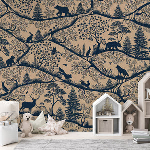 GDSE3650 Nordic Nature Mural Wallpaper Mural Premium Peel and Stick Material 26in Wide x 9 ft. Beige Blue