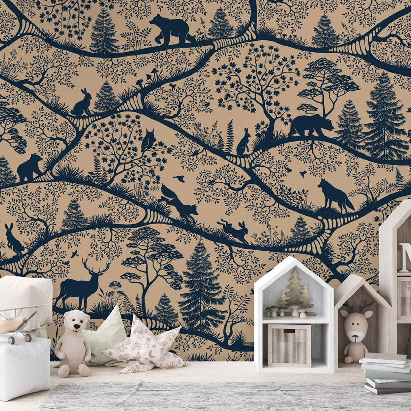 GDSE3650 Nordic Nature Mural Wallpaper Mural Premium Peel and Stick Material 26in Wide x 9 ft. Beige Blue