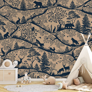 GDSE3650 Nordic Nature Mural Wallpaper Mural Premium Peel and Stick Material 26in Wide x 9 ft. Beige Blue