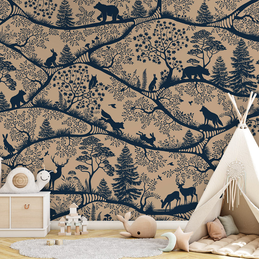 GDSE3650 Nordic Nature Mural Wallpaper Mural Premium Peel and Stick Material 26in Wide x 9 ft. Beige Blue