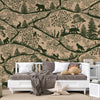 GDSE3670 Nordic Nature Mural Wallpaper Mural Premium Peel and Stick Material 26in Wide x 9 ft. Beige Dark Green