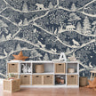 GDSE3680 Nordic Nature Wallpaper Mural Premium Peel and Stick Material 26in Wide x 9 ft. Dark Blue Off White