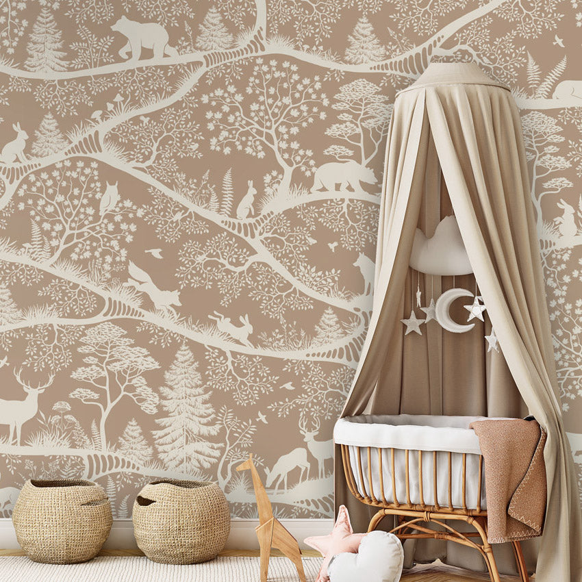 GDSE3690 Nordic Nature Wallpaper Mural Premium Peel and Stick Material 26in Wide x 9 ft. Brown White