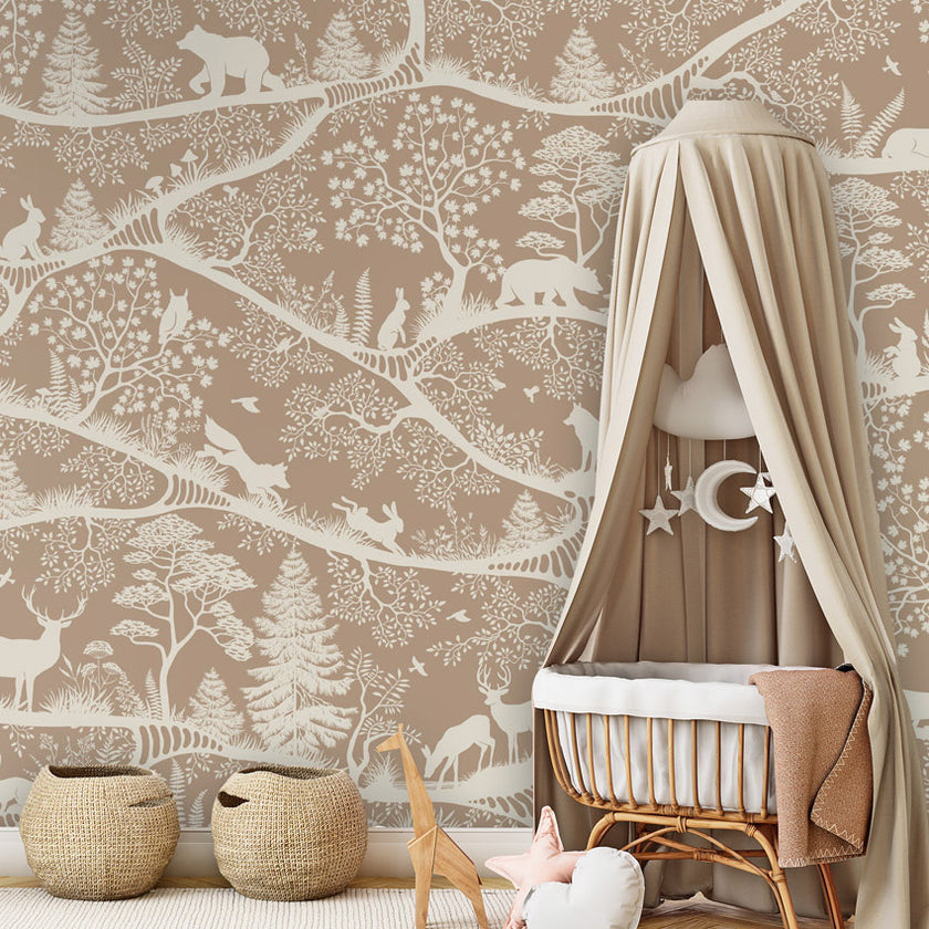 GDSE3690 Nordic Nature Wallpaper Mural Premium Peel and Stick Material 26in Wide x 9 ft. Brown White