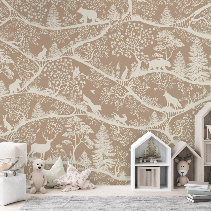 GDSE3690 Nordic Nature Wallpaper Mural Premium Peel and Stick Material 26in Wide x 9 ft. Brown White