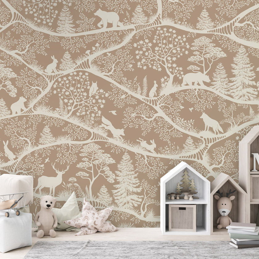 GDSE3690 Nordic Nature Wallpaper Mural Premium Peel and Stick Material 26in Wide x 9 ft. Brown White