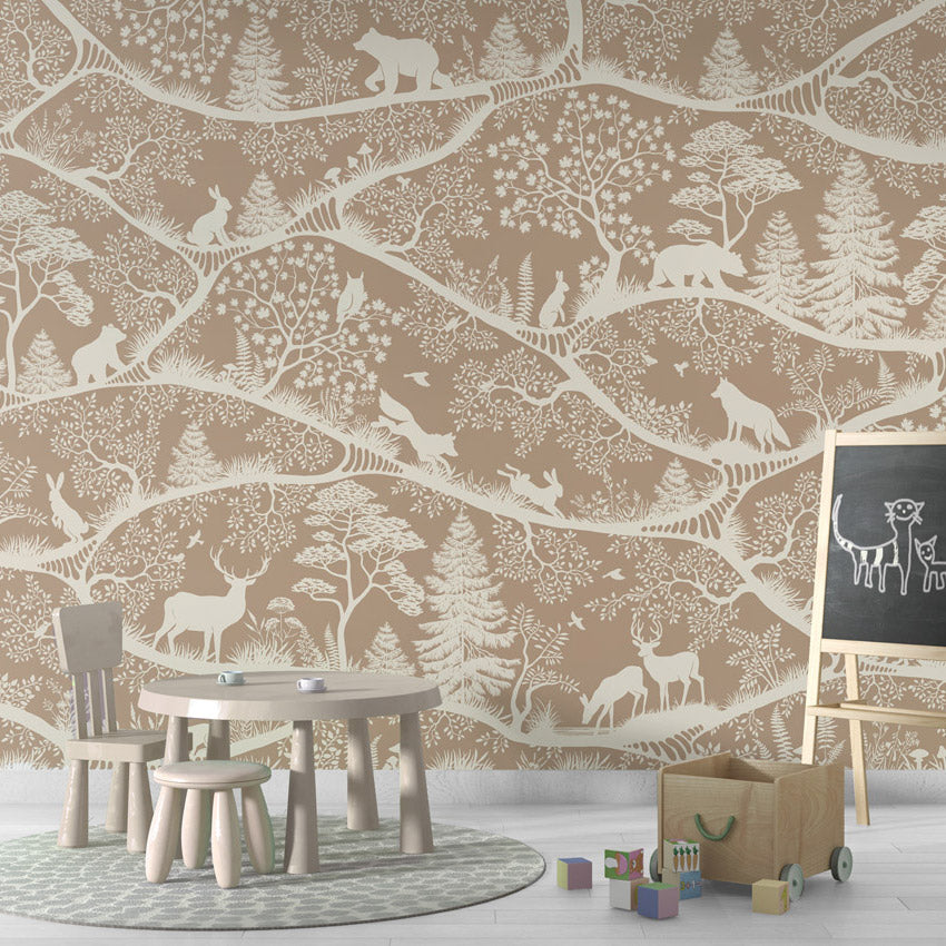 GDSE3690 Nordic Nature Wallpaper Mural Premium Peel and Stick Material 26in Wide x 9 ft. Brown White