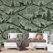 GDSE3700 Nordic Nature Wallpaper Mural Premium Peel and Stick Material 26in Wide x 9 ft. Dark Green Green