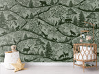 GDSE3700 Nordic Nature Wallpaper Mural Premium Peel and Stick Material 26in Wide x 9 ft. Dark Green Green