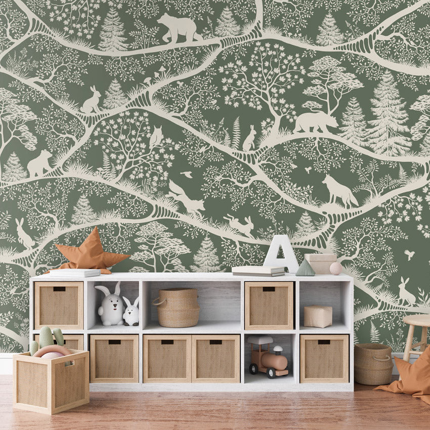 GDSE3720 Nordic Nature Wallpaper Mural Premium Peel and Stick Material 26in Wide x 9 ft. Muted Green White