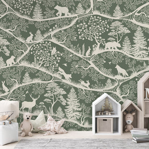 GDSE3720 Nordic Nature Wallpaper Mural Premium Peel and Stick Material 26in Wide x 9 ft. Muted Green White