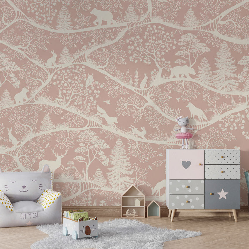 GDSE3721 Nordic Nature Wallpaper Mural Premium Peel and Stick Material 26in Wide x 9 ft. Pink White