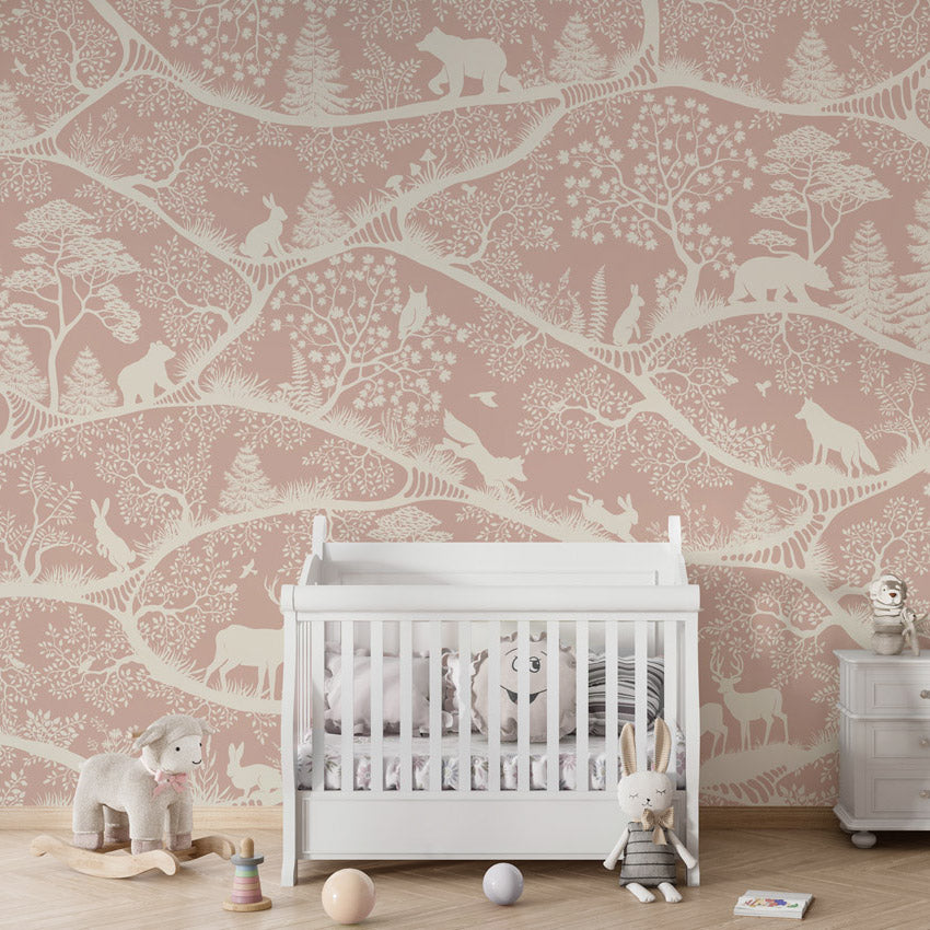 GDSE3721 Nordic Nature Wallpaper Mural Premium Peel and Stick Material 26in Wide x 9 ft. Pink White