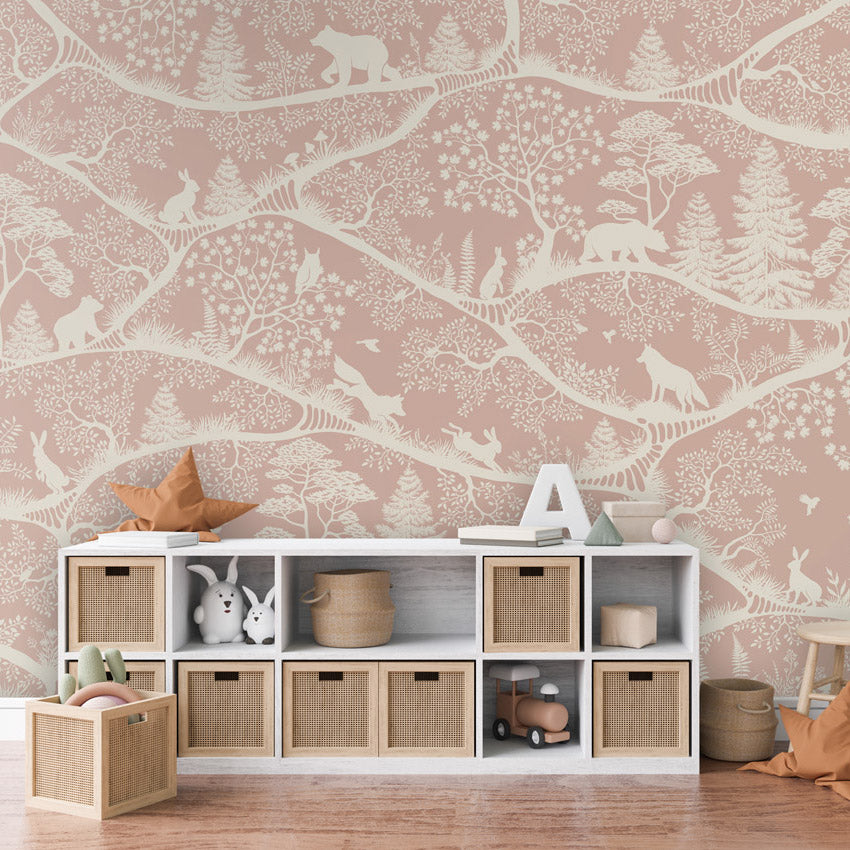GDSE3721 Nordic Nature Wallpaper Mural Premium Peel and Stick Material 26in Wide x 9 ft. Pink White