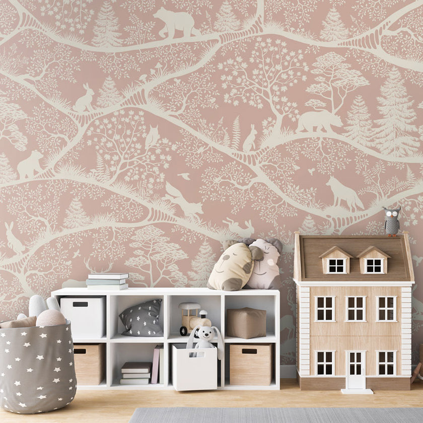 GDSE3721 Nordic Nature Wallpaper Mural Premium Peel and Stick Material 26in Wide x 9 ft. Pink White