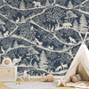 GDSE3680 Nordic Nature Wallpaper Mural Premium Peel and Stick Material 26in Wide x 9 ft. Dark Blue Off White