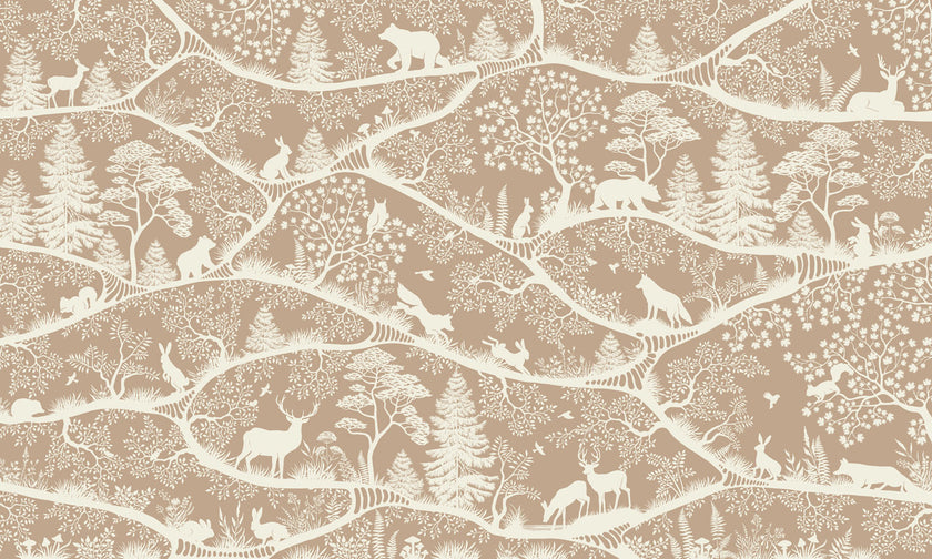 GDSE3690 Nordic Nature Wallpaper Mural Premium Peel and Stick Material 26in Wide x 9 ft. Brown White