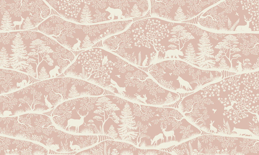 GDSE3721 Nordic Nature Wallpaper Mural Premium Peel and Stick Material 26in Wide x 9 ft. Pink White