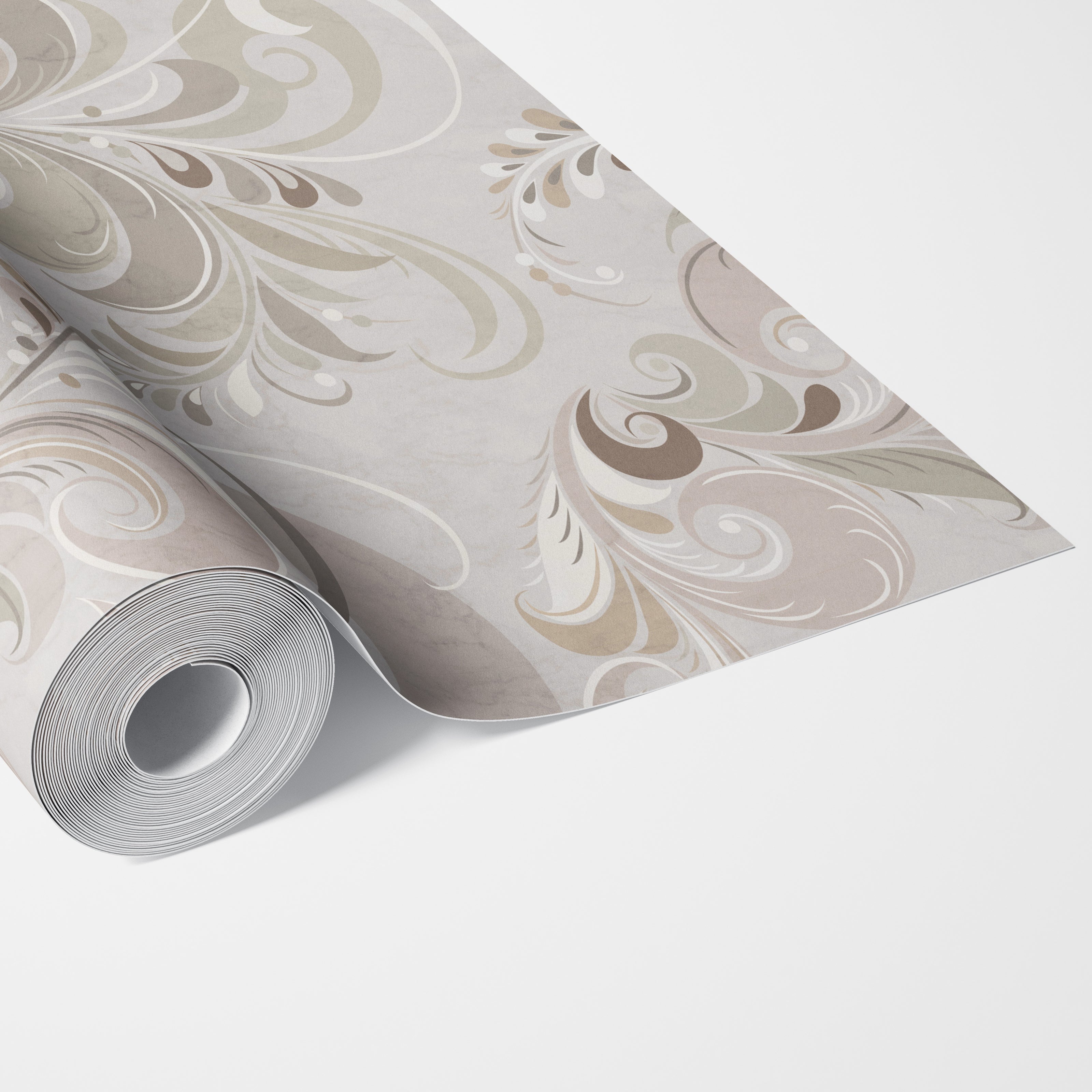 GDM0020 Marina Makaron Designs Paisley in Black Gray Off White Wallpaper Panel 26 inch Wide x 6ft, 9ft, and 12ft Long