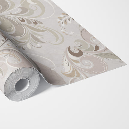 Marina Makaron Paisley Wallpaper Panel in Black Gray Off White