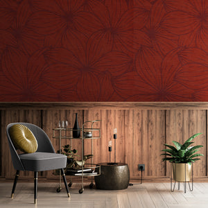 GE5003 Plumeria Grace & Gardenia Endless Mural Brick Red