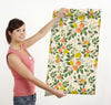 GW5321 Grace & Gardenia Citrus and Bees Olives Flowers Peel and Stick Wallpaper Roll 26 inch wide X 18 feet long, Cream Green Orange