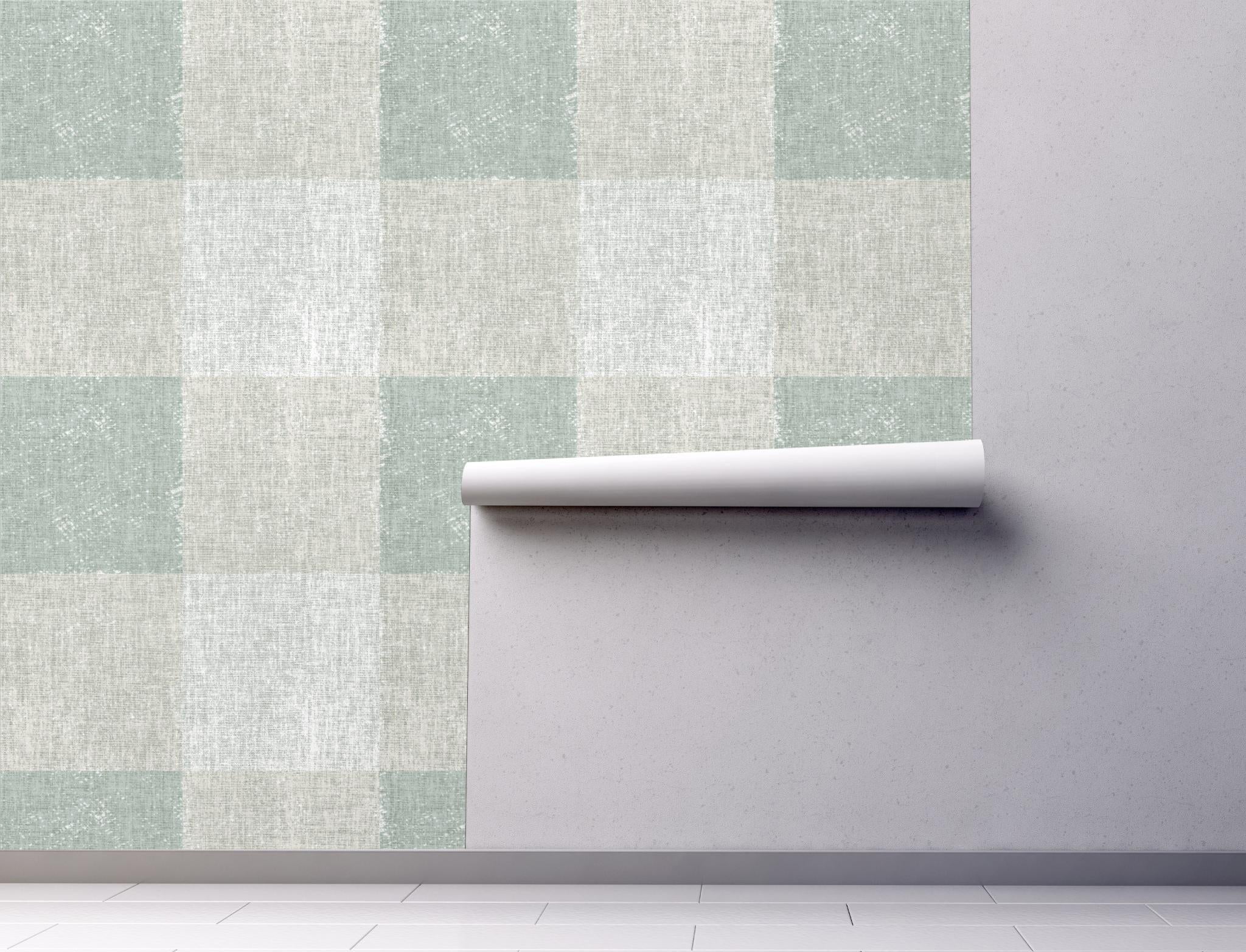 GW6070 Large Buffalo Check Plaid Wallpaper Panel in Mint Green