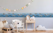 GB90243 Grace & Gardenia X-Ray Dinosaurs Peel and Stick Wallpaper Border 10in or 8in Height x 15ft Long, Blue Black White