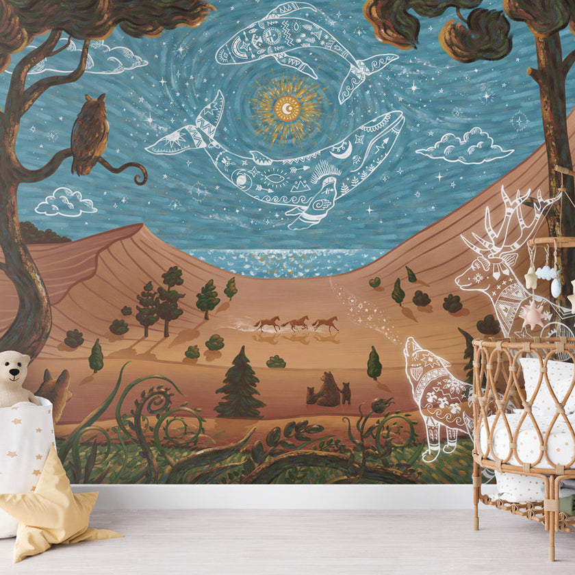 GDSE3740 Spirit Night Wallpaper Mural Premium Peel and Stick Material 26in Wide x 9 ft. Blue Brown