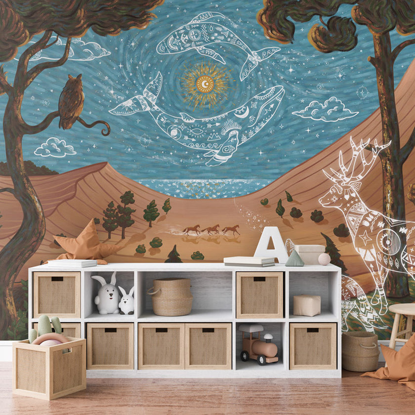 GDSE3740 Spirit Night Wallpaper Mural Premium Peel and Stick Material 26in Wide x 9 ft. Blue Brown