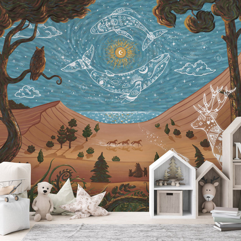 GDSE3740 Spirit Night Wallpaper Mural Premium Peel and Stick Material 26in Wide x 9 ft. Blue Brown