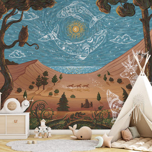 GDSE3740 Spirit Night Wallpaper Mural Premium Peel and Stick Material 26in Wide x 9 ft. Blue Brown