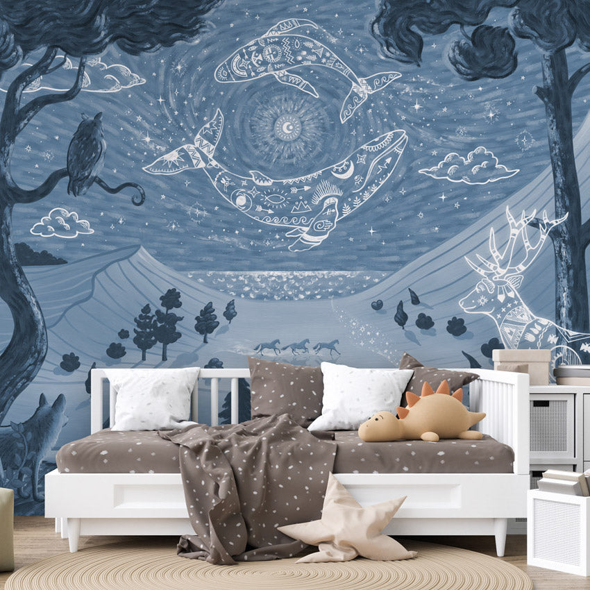 GDSE3741 Spirit Night Wallpaper Mural Premium Peel and Stick Material 26in Wide x 9 ft. Blue