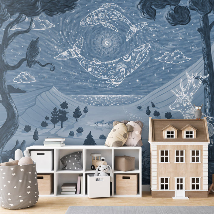 GDSE3741 Spirit Night Wallpaper Mural Premium Peel and Stick Material 26in Wide x 9 ft. Blue