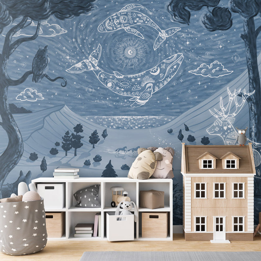 GDSE3741 Spirit Night Wallpaper Mural Premium Peel and Stick Material 26in Wide x 9 ft. Blue