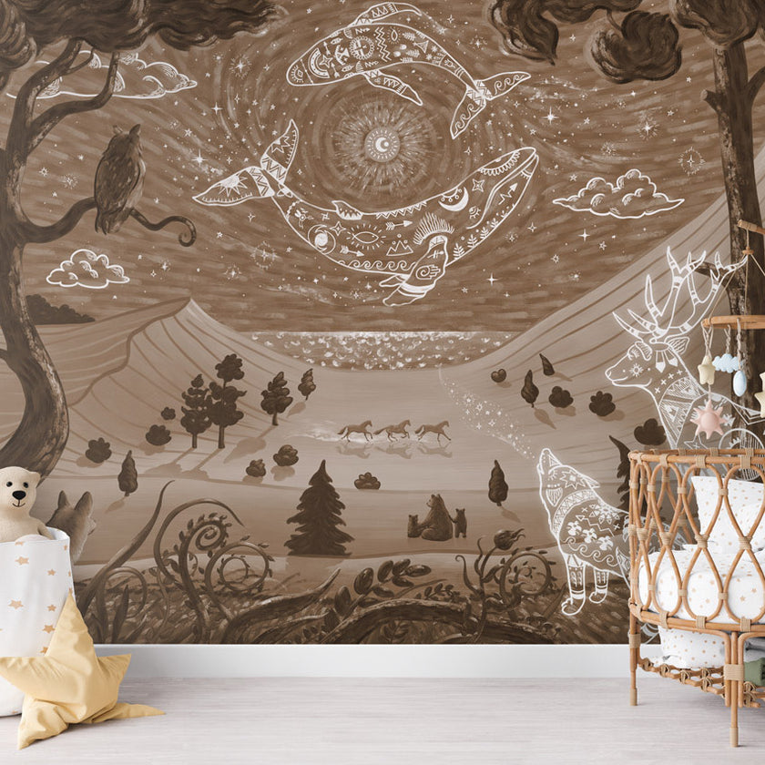 GDSE3750 Spirit Night Wallpaper Mural Premium Peel and Stick Material 26in Wide x 9 ft. Brown Tan