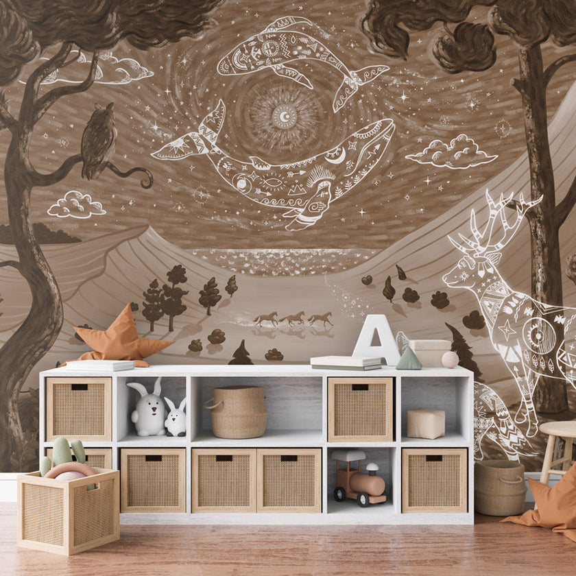 GDSE3750 Spirit Night Wallpaper Mural Premium Peel and Stick Material 26in Wide x 9 ft. Brown Tan