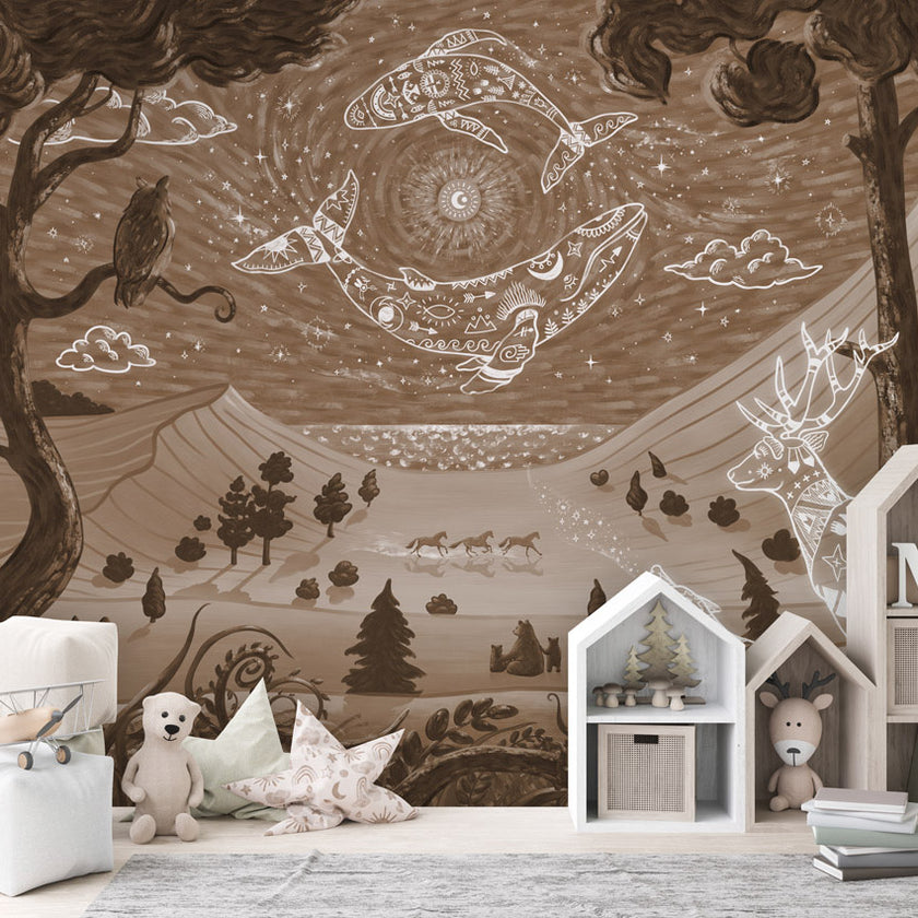 GDSE3750 Spirit Night Wallpaper Mural Premium Peel and Stick Material 26in Wide x 9 ft. Brown Tan