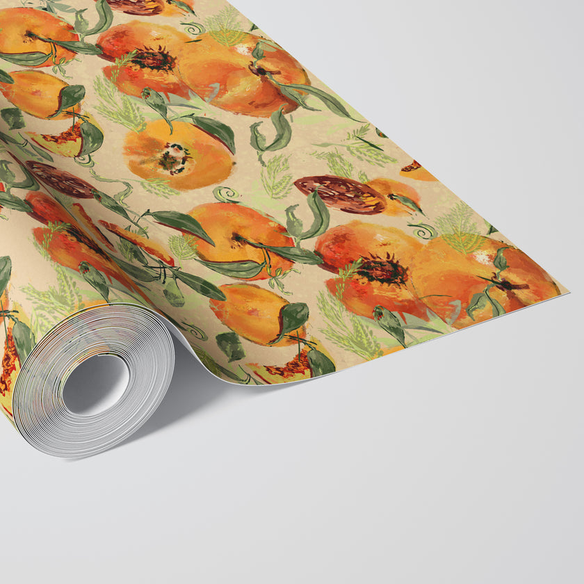 GDSL5030 Peaches Premium Peel and Stick Wallpaper Panel 26 inch Wide in Orange Green Tan