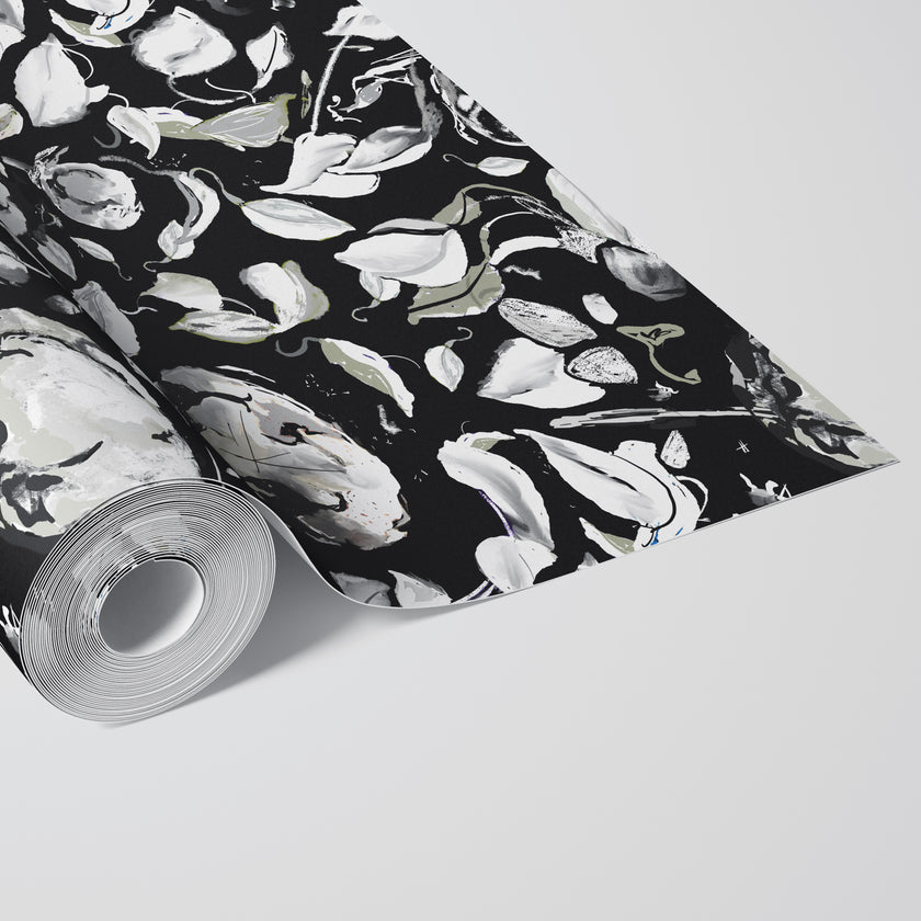 GDSL5010 Cotton Premium Peel and Stick Wallpaper Panel 26 inch Wide in Black White Gray Muted Green