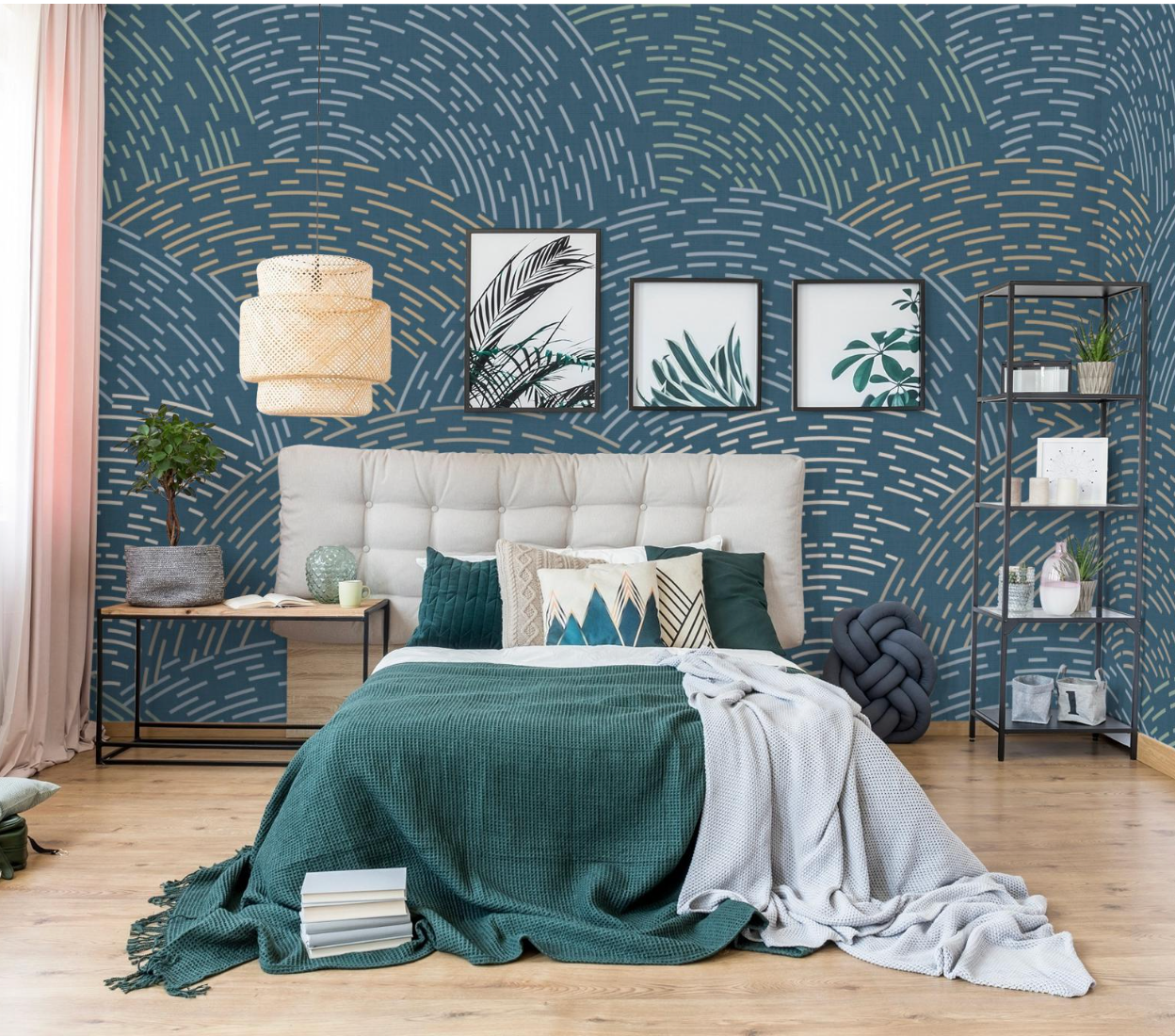 GE0002 Radial Escape Grace & Gardenia Endless Mural Navy