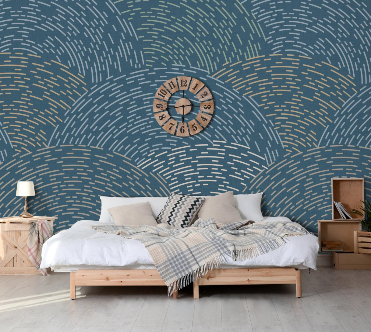 GE0002 Radial Escape Grace & Gardenia Endless Mural Navy