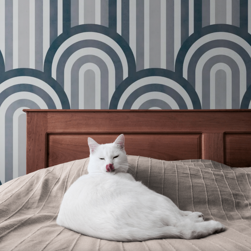 GP1036 Narrow Retro Arches Wallpaper Panels 26in Wide in Light Gray Beige