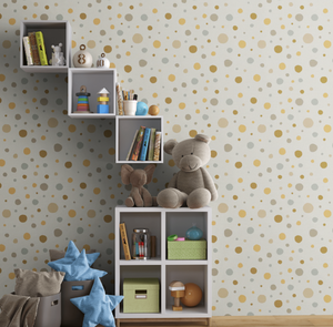 GW0011 Quirky Polka Dots Wallpaper Roll 20.5 inch Wide x 18 ft. Long in Beige Brown