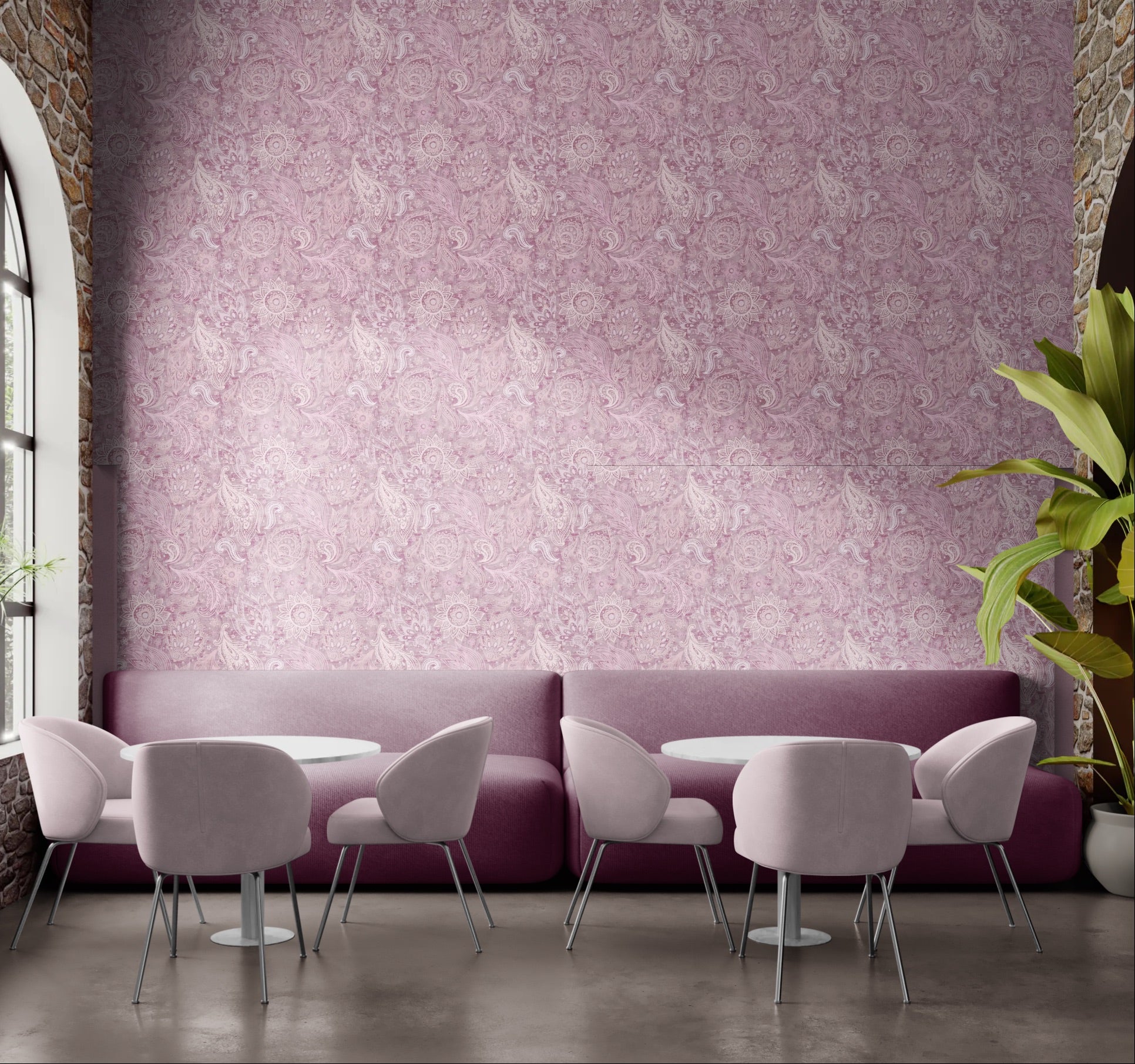 GP6060 Flower Paisley Premium Peel and Stick Wallpaper Panel 26 Wide x 6 Ft High in Dusty Pink