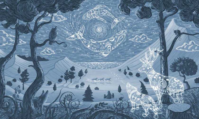 GDSE3741 Spirit Night Wallpaper Mural Premium Peel and Stick Material 26in Wide x 9 ft. Blue